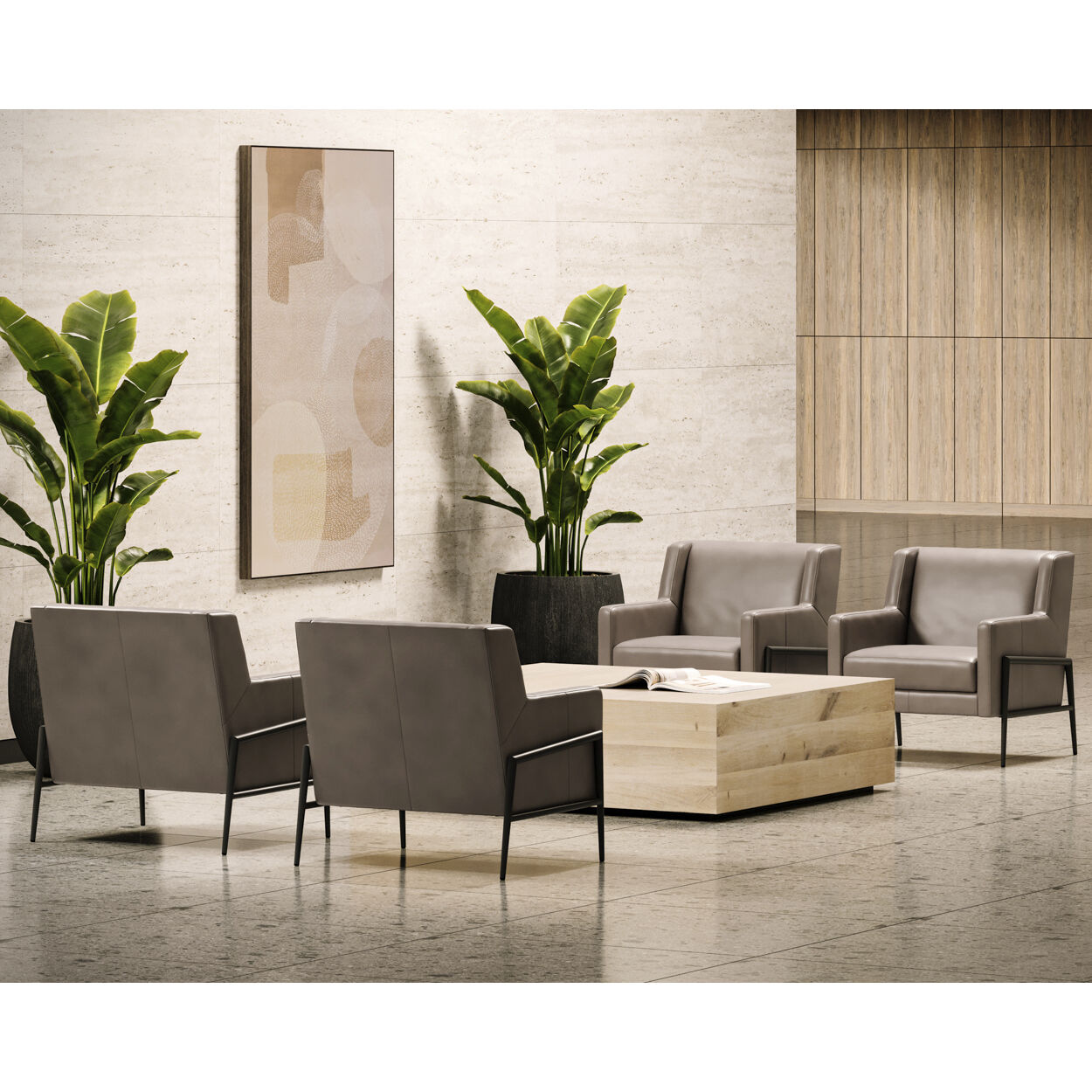 Talula Alpine Grey Leather Lounge Chair